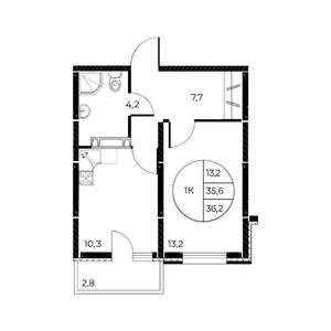 1-к квартира, вторичка, 36м2, 17/25 этаж