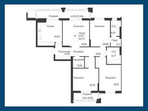 4-к квартира, вторичка, 127м2, 7/8 этаж