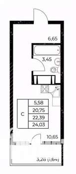 Студия квартира, вторичка, 24м2, 7/25 этаж