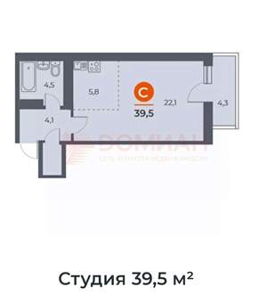 1-к квартира, сданный дом, 42м2, 15/18 этаж
