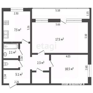 2-к квартира, вторичка, 73м2, 2/14 этаж