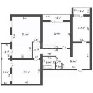 4-к квартира, вторичка, 136м2, 8/10 этаж