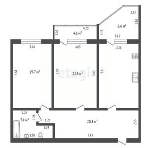 2-к квартира, вторичка, 104м2, 3/10 этаж