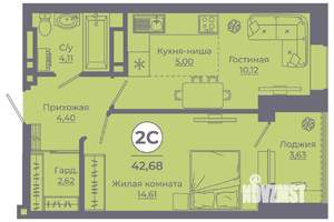 2-к квартира, вторичка, 42м2, 20/24 этаж