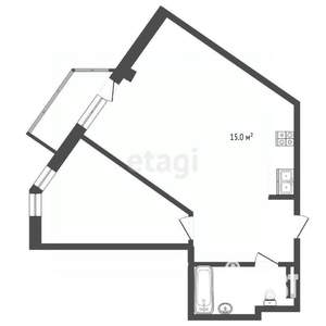 1-к квартира, вторичка, 60м2, 15/15 этаж