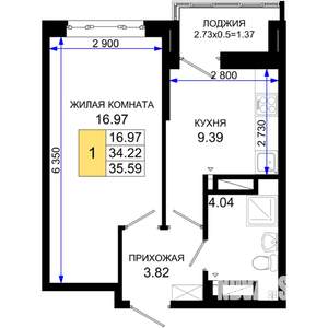 1-к квартира, вторичка, 36м2, 14/25 этаж