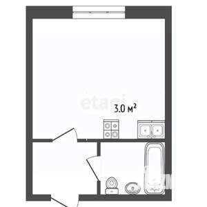 1-к квартира, вторичка, 22м2, 3/5 этаж