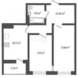 2-к квартира, вторичка, 56м2, 9/21 этаж