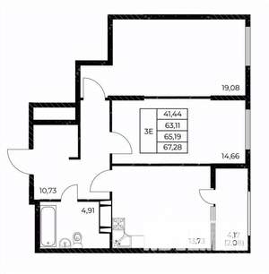 2-к квартира, вторичка, 67м2, 24/25 этаж