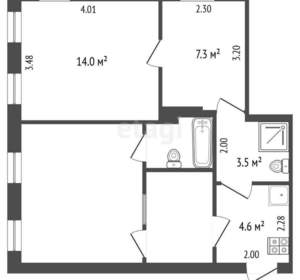 2-к квартира, вторичка, 21м2, 2/2 этаж