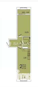 1-к квартира, вторичка, 47м2, 21/24 этаж