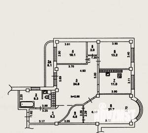 4-к квартира, вторичка, 104м2, 14/17 этаж
