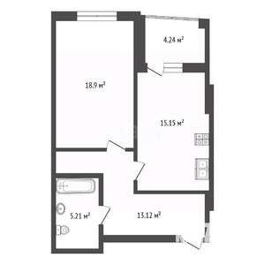 1-к квартира, вторичка, 56м2, 20/25 этаж