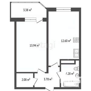 1-к квартира, вторичка, 38м2, 21/24 этаж