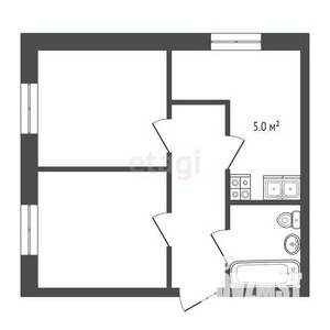 2-к квартира, вторичка, 52м2, 4/4 этаж