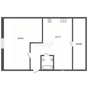 1-к квартира, вторичка, 62м2, 3/3 этаж