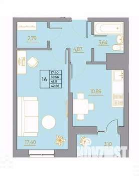 1-к квартира, вторичка, 43м2, 14/22 этаж