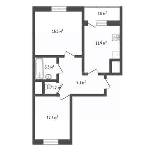 2-к квартира, вторичка, 55м2, 14/19 этаж
