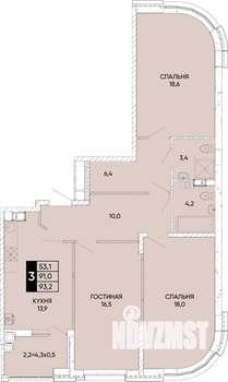 3-к квартира, вторичка, 93м2, 5/24 этаж