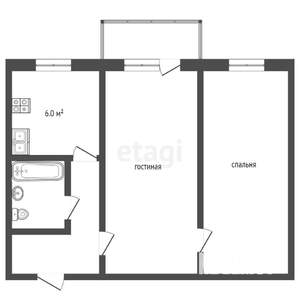 2-к квартира, вторичка, 45м2, 4/5 этаж