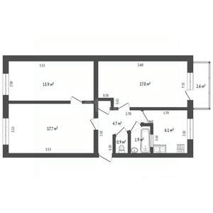 3-к квартира, вторичка, 62м2, 5/9 этаж