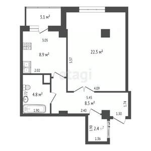 1-к квартира, вторичка, 49м2, 5/19 этаж