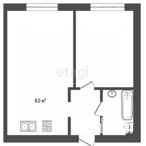 1-к квартира, вторичка, 42м2, 8/21 этаж
