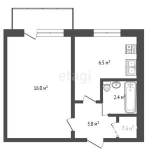 1-к квартира, вторичка, 28м2, 4/5 этаж
