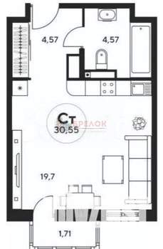 Студия квартира, вторичка, 31м2, 21/25 этаж