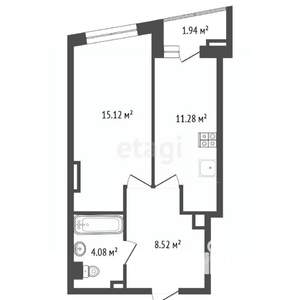 1-к квартира, вторичка, 39м2, 13/25 этаж