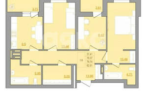 3-к квартира, вторичка, 85м2, 2/22 этаж