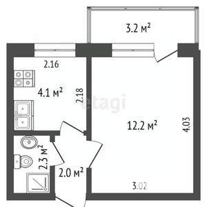 1-к квартира, вторичка, 31м2, 8/9 этаж