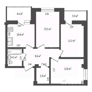 4-к квартира, вторичка, 75м2, 1/9 этаж