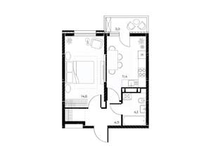 1-к квартира, вторичка, 36м2, 6/25 этаж