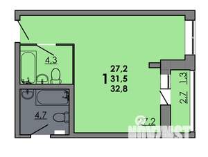 Студия квартира, вторичка, 33м2, 2/16 этаж