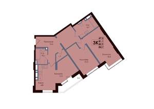 3-к квартира, вторичка, 83м2, 5/25 этаж