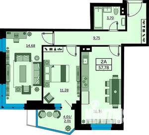 2-к квартира, вторичка, 58м2, 15/24 этаж