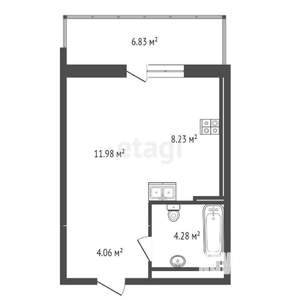 Студия квартира, вторичка, 30м2, 23/24 этаж