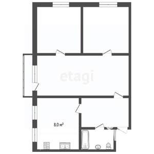3-к квартира, вторичка, 60м2, 5/5 этаж