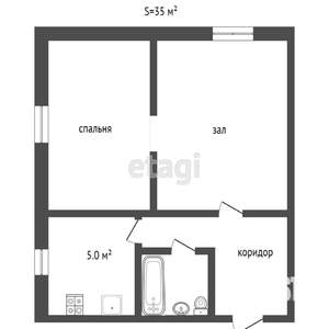 2-к квартира, вторичка, 36м2, 1/2 этаж