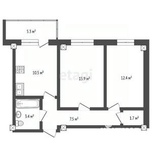 2-к квартира, вторичка, 53м2, 2/9 этаж