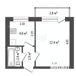 1-к квартира, вторичка, 22м2, 8/9 этаж