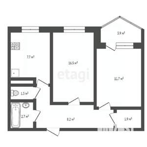 2-к квартира, вторичка, 52м2, 5/9 этаж