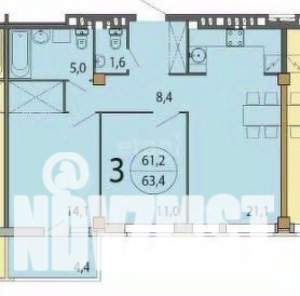 3-к квартира, вторичка, 64м2, 10/12 этаж