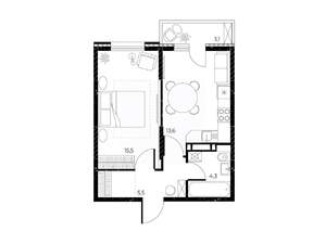 1-к квартира, вторичка, 40м2, 6/25 этаж