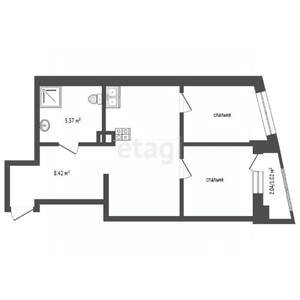 2-к квартира, вторичка, 42м2, 24/25 этаж