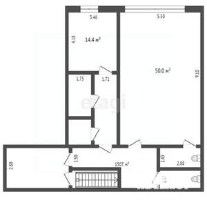 3-к квартира, вторичка, 97м2, 3/3 этаж