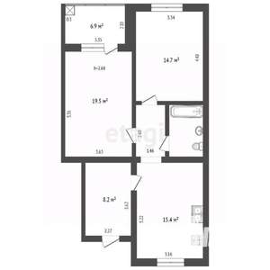 2-к квартира, вторичка, 66м2, 4/6 этаж