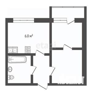 2-к квартира, вторичка, 43м2, 4/5 этаж