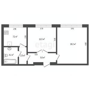 2-к квартира, вторичка, 48м2, 3/5 этаж